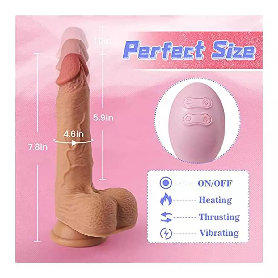 7.8'' Thrusting Dildo Vibrator with 6 Powerful Thrusting Speeds&10 Vibrations & Heating G-Spot Dildo Sex Toy, Lubisey Silicone R