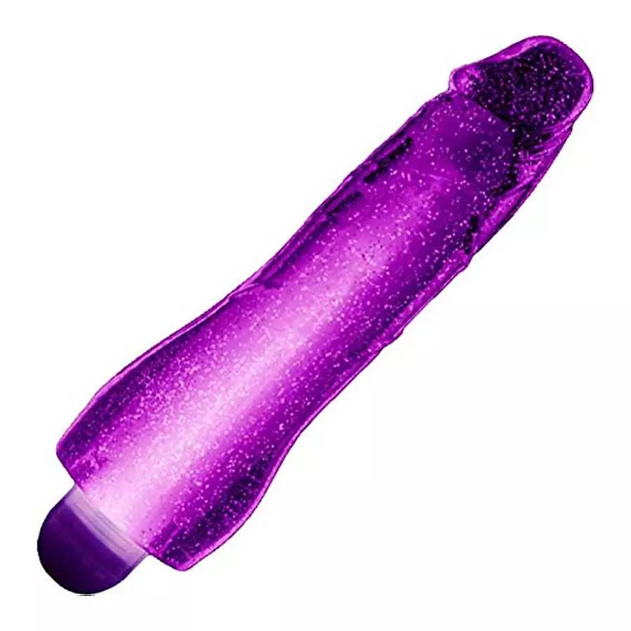Blush Glow Dicks Molly 9 Inch Soft Multi-Speed Glitter Vibrator with Colored Lights, Sex Toy for Women, Purple