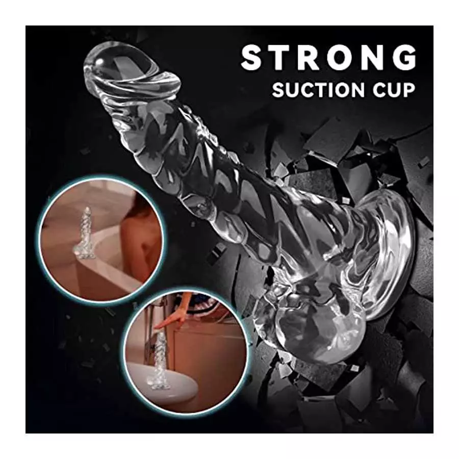 Clear Dildo 9 Inch G spot Monster Dildo,Dildo for Women with Soft Material and Strong Suction Cup for Hands-Free Play,Sex Toys f