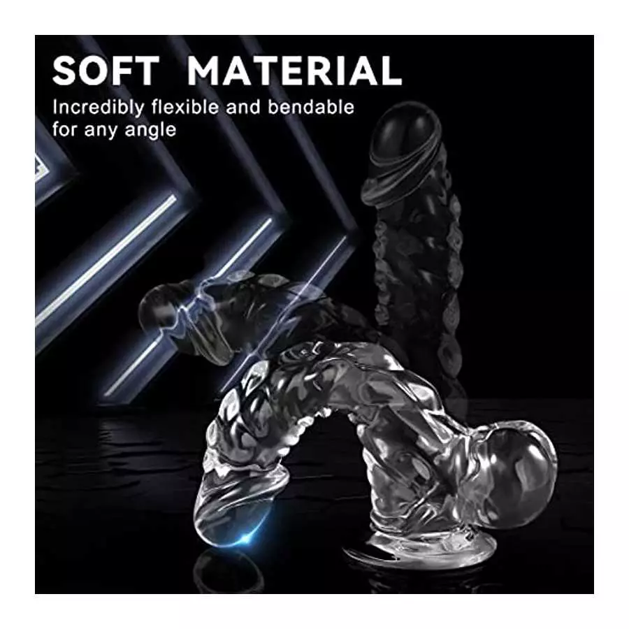 Clear Dildo 9 Inch G spot Monster Dildo,Dildo for Women with Soft Material and Strong Suction Cup for Hands-Free Play,Sex Toys f