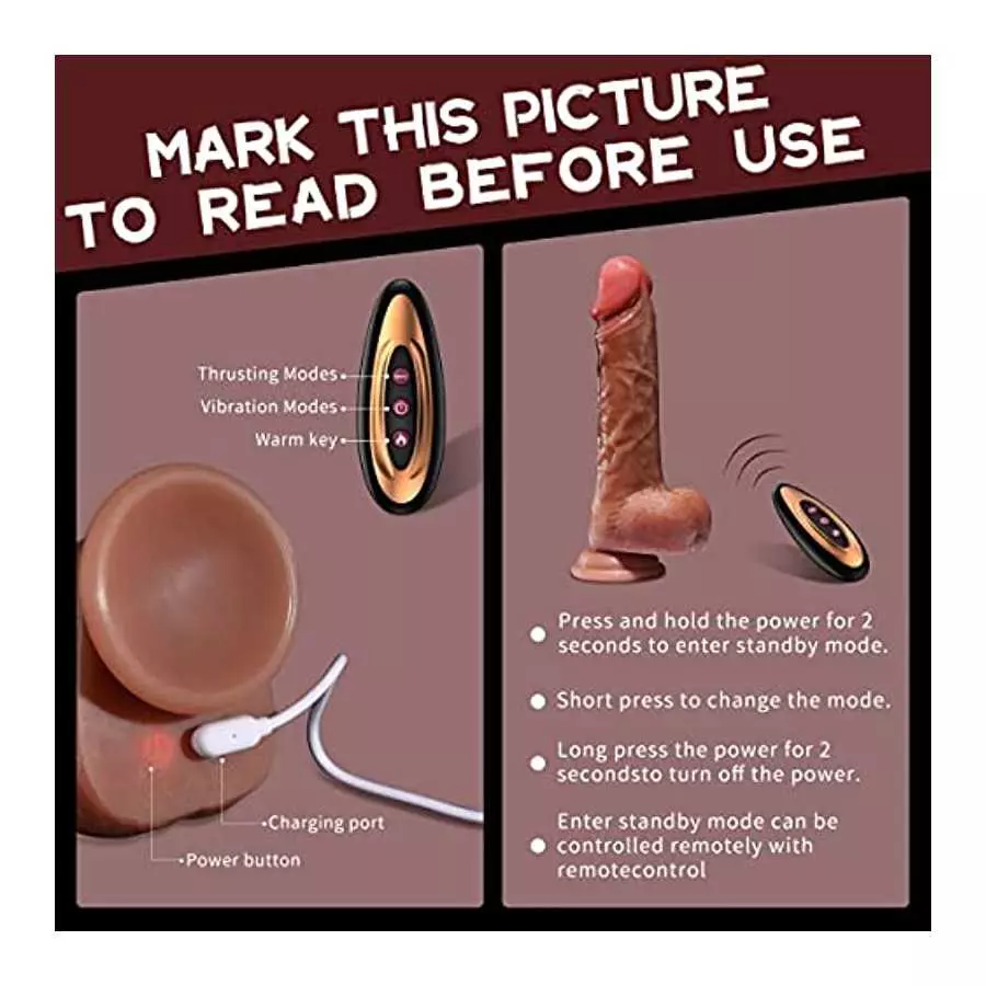 Thrusting Dildo Vibrator with 8 Thrusting Modes and 10 Vibration Modes, 8.4 Inch Realistic Vibrating Dildos for G-spot Anal Stim