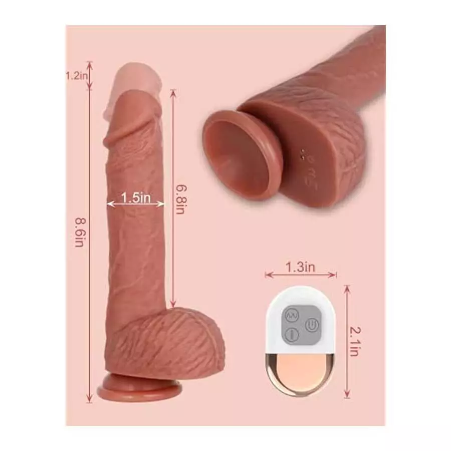 8.6'' Thrusting Realistic Dildo Vibrator, Onismo Automatic Dildos with 3 Thrusting & 5 Vibrating Modes, Liquid Silicone Penis G