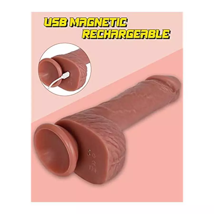8.6'' Thrusting Realistic Dildo Vibrator, Onismo Automatic Dildos with 3 Thrusting & 5 Vibrating Modes, Liquid Silicone Penis G