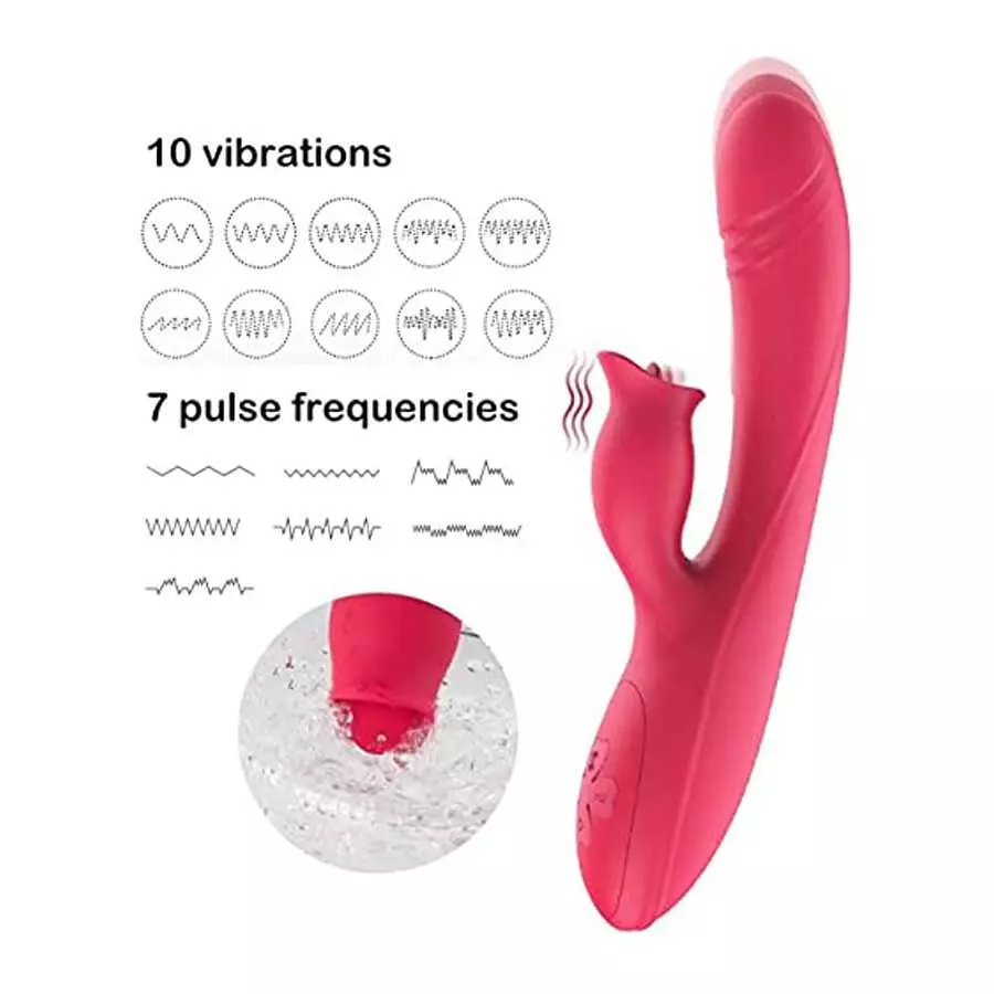 G Spot Vibrator , Rose Sex Toys for Clitoris G-spot Stimulation,Waterproof Dildo Vibrator with 10Powerful Vibrations Dual Motor 