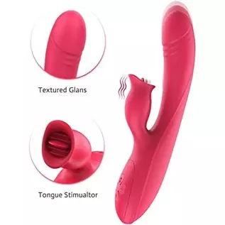 G Spot Vibrator , Rose Sex Toys for Clitoris G-spot Stimulation,Waterproof Dildo Vibrator with 10Powerful Vibrations Dual Motor 