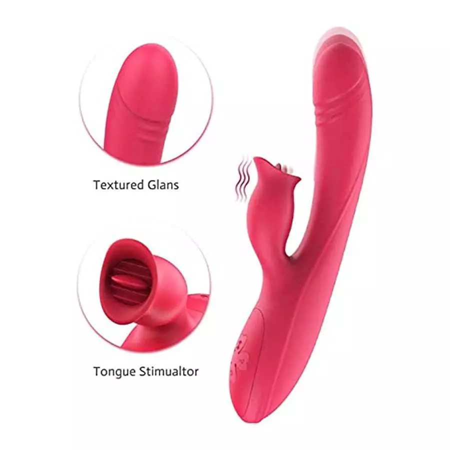 G Spot Vibrator , Rose Sex Toys for Clitoris G-spot Stimulation,Waterproof Dildo Vibrator with 10Powerful Vibrations Dual Motor 