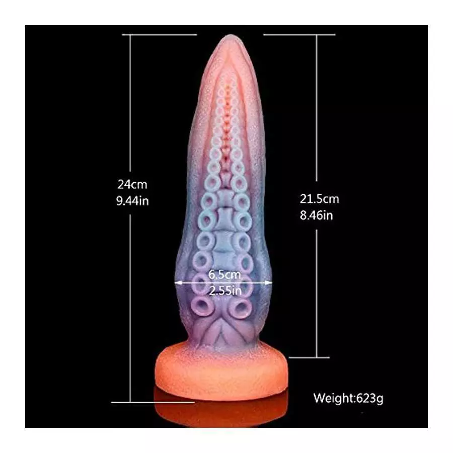 9.44" Tentacle Huge Dildo Luminous Octopus Dildo, Silicone G-spot Dildo with Strong Suction Cup, Dildos Sex Toys for Women