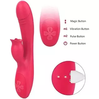 G Spot Vibrator , Rose Sex Toys for Clitoris G-spot Stimulation,Waterproof Dildo Vibrator with 10Powerful Vibrations Dual Motor 