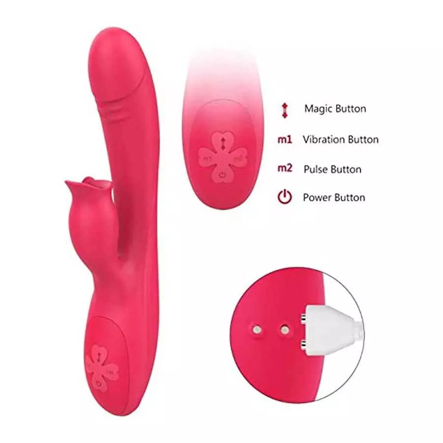 G Spot Vibrator , Rose Sex Toys for Clitoris G-spot Stimulation,Waterproof Dildo Vibrator with 10Powerful Vibrations Dual Motor 
