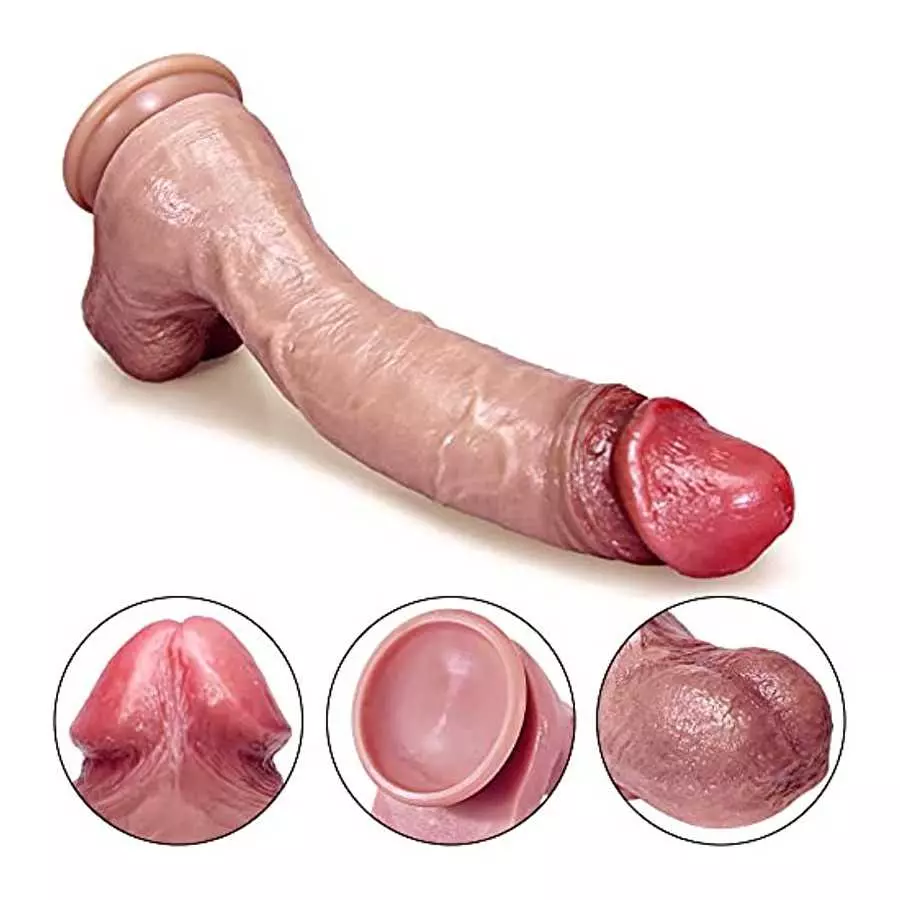10 Inch Extra Large Silicone Realistic Dildo Soft Huge Dong and Thick XXL Dual Density Life Like Real Skin, with Strong Suction