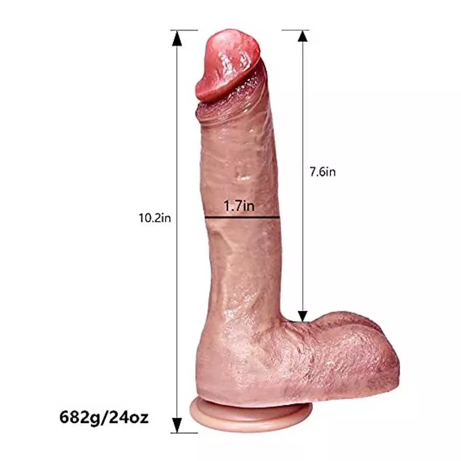 10 Inch Extra Large Silicone Realistic Dildo Soft Huge Dong and Thick XXL Dual Density Life Like Real Skin, with Strong Suction