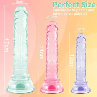 Anal Plug Training Sets，XINBALE 3 Sizes Clear Anal Dildos with Strong Suction Cup Anal Prostate Vaginal G-Spot Sex Toys for Begi
