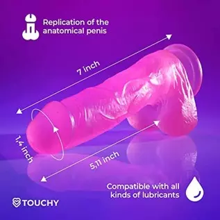 Realistic Pink Dildo 7inch – Pink Cock with Strong Suction Cup – Lifelike Hands-Free Adult Toy – Sex Toys for Men & Women – Soft