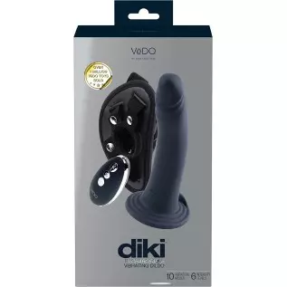 VeDO DIKI Rechargeable Realistic Vibrating Strap On Dildo and Harness (Deep Purple)