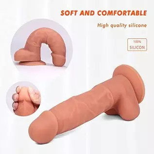 Realistic Silicone Dildo Sex Toy for Women with Strong Suction Cup, 7 Inch Liquid Silicone Body-Safe Large Anal Dildo for Men Ad