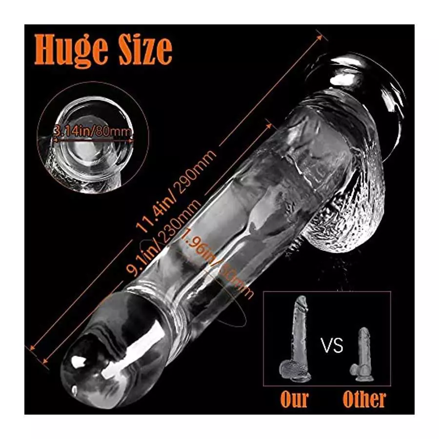 Realistic Dildo Sex Toy, 11.4 Inch Clear Dildo Adult Toys Woman Sex with Suction Cup for Hands-Free Play Realistic Penis Dildo,