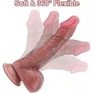 Realistic Dildos Feels Like Skin, Soft Liquid Silicone Dildo with Strong Suction Cup for Hands-Free Play, Anal Dildo for Men Lif