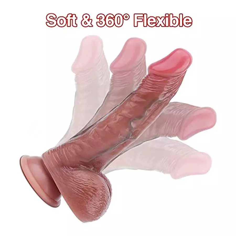 Realistic Dildos Feels Like Skin, Soft Liquid Silicone Dildo with Strong Suction Cup for Hands-Free Play, Anal Dildo for Men Lif