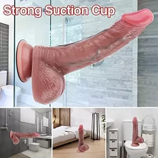 Realistic Dildos Feels Like Skin, Soft Liquid Silicone Dildo with Strong Suction Cup for Hands-Free Play, Anal Dildo for Men Lif