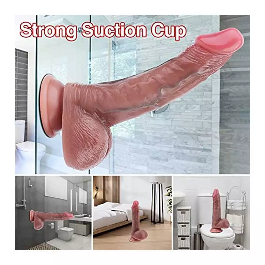 Realistic Dildos Feels Like Skin, Soft Liquid Silicone Dildo with Strong Suction Cup for Hands-Free Play, Anal Dildo for Men Lif