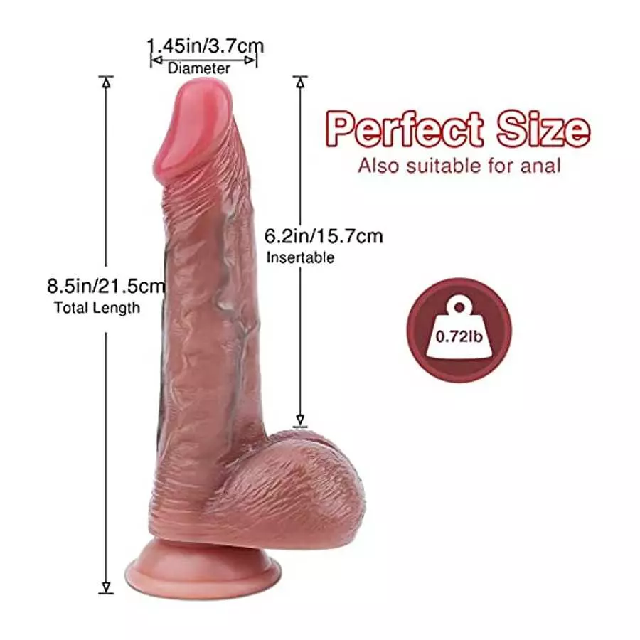 Realistic Dildos Feels Like Skin, Soft Liquid Silicone Dildo with Strong Suction Cup for Hands-Free Play, Anal Dildo for Men Lif