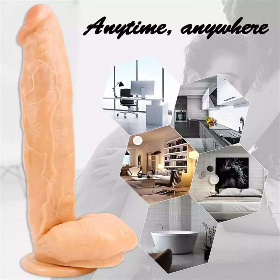 12 Inch Realistic Dildo, Body-Safe Material Lifelike Huge Penis with Strong Suction Cup for Hands-Free Play, Flexible Cock Adult