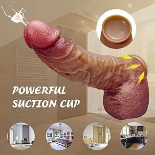 9.2 inch Squirting Dildo Huge Penis with Strong Suction Cup for Hands-Free, Silicone Big Realistic Dildo Thick Toys for Women G-