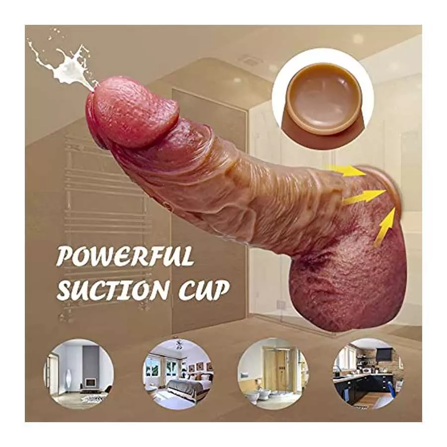 9.2 inch Squirting Dildo Huge Penis with Strong Suction Cup for Hands-Free, Silicone Big Realistic Dildo Thick Toys for Women G-