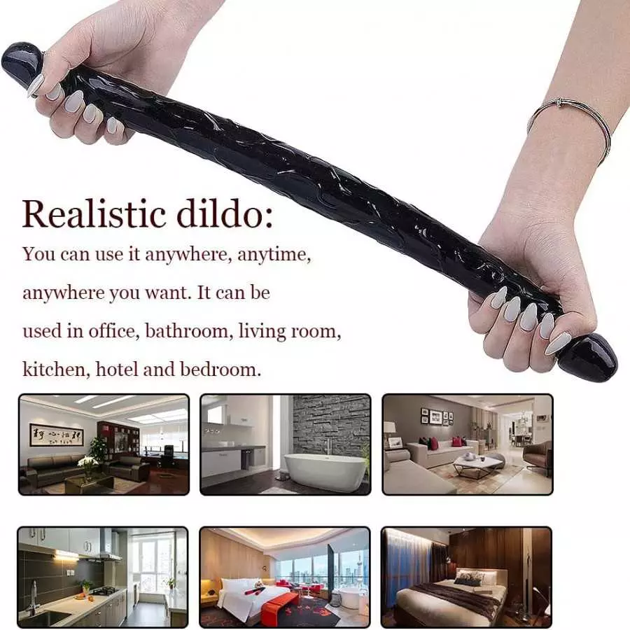 Resnan Double Head Dildo,Crystal Jelly Realistic Anal Long Dildo Penis with Veins and Glans Adult Sex Toys Adult Masturbation St