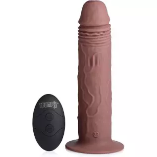 7X Remote Control Vibrating and Thumping Dildo - Dark