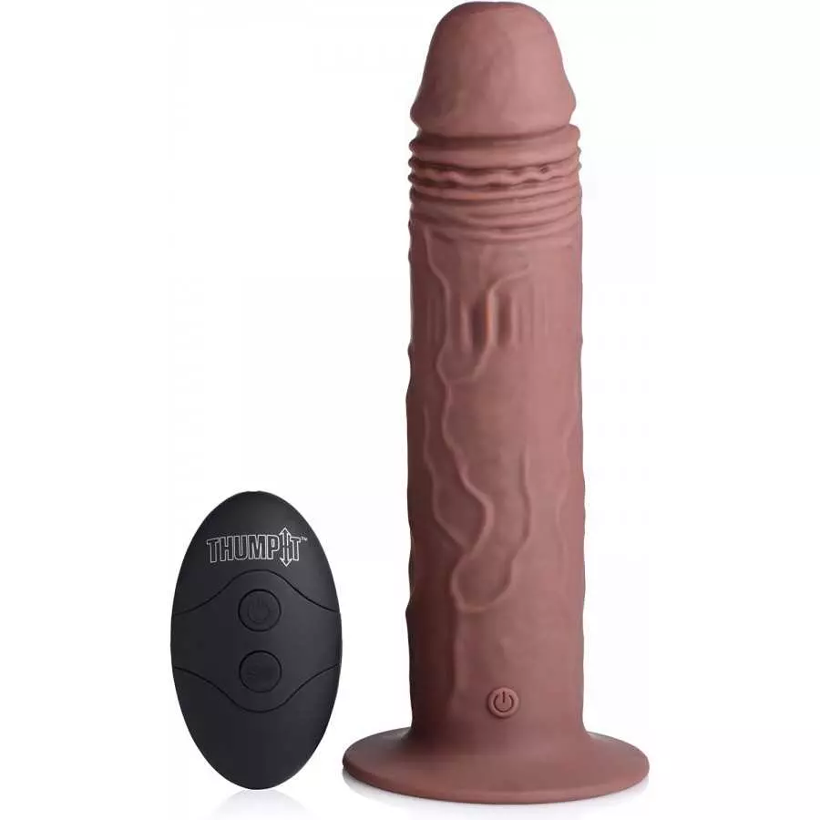 7X Remote Control Vibrating and Thumping Dildo - Dark