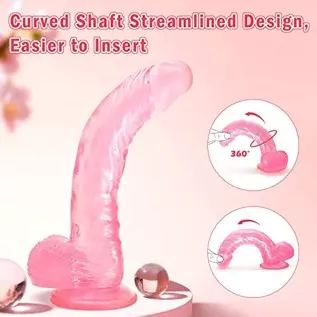 Pink Jelly Realistic Silicone Dildo Adult Sex Toys for Women, 9 Inch Body-Safe Material Lifelike Huge Dildo with Strong Suction