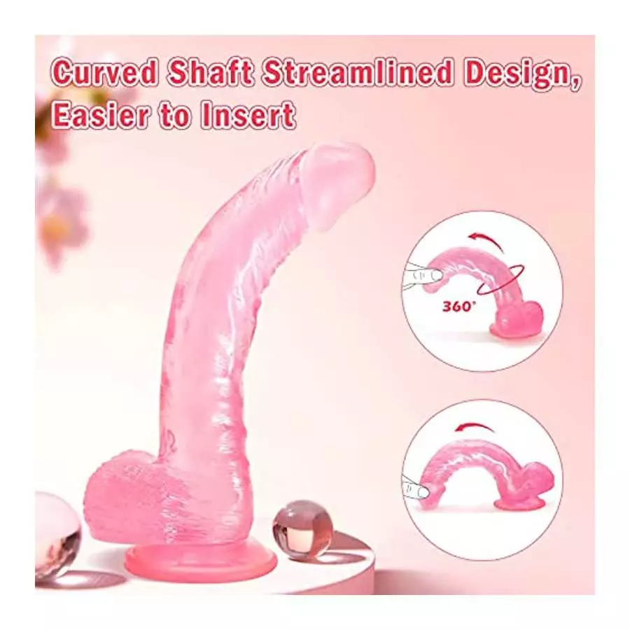 Pink Jelly Realistic Silicone Dildo Adult Sex Toys for Women, 9 Inch Body-Safe Material Lifelike Huge Dildo with Strong Suction