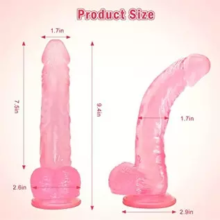 Pink Jelly Realistic Silicone Dildo Adult Sex Toys for Women, 9 Inch Body-Safe Material Lifelike Huge Dildo with Strong Suction