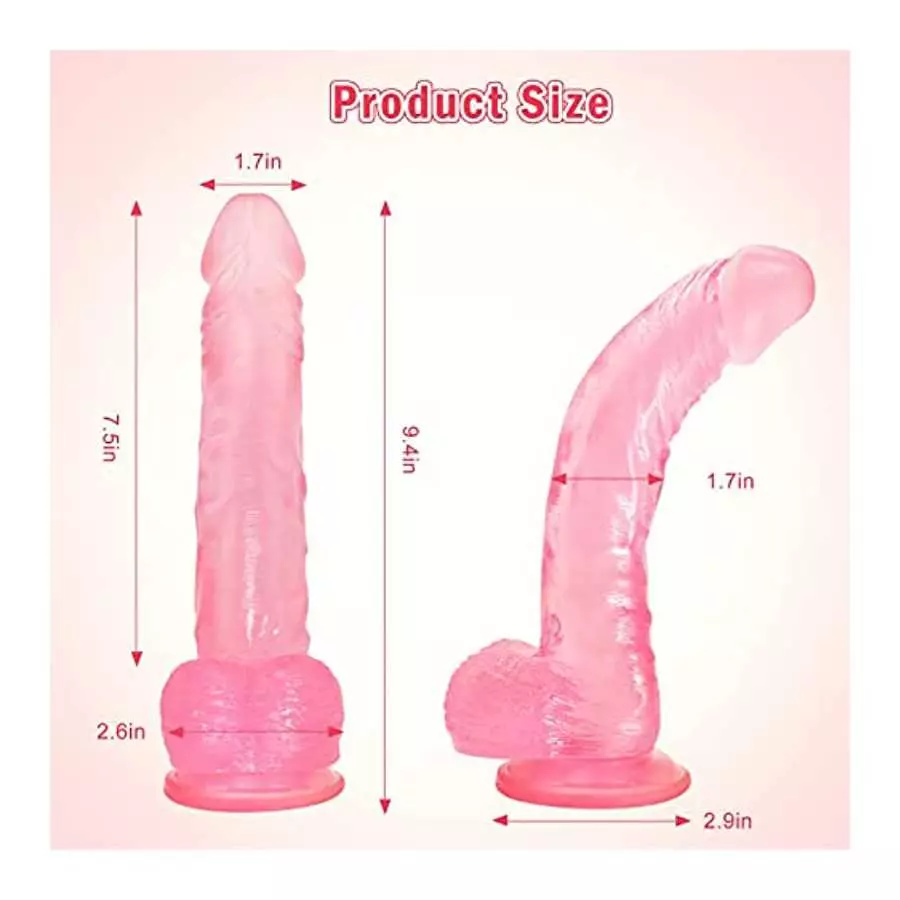Pink Jelly Realistic Silicone Dildo Adult Sex Toys for Women, 9 Inch Body-Safe Material Lifelike Huge Dildo with Strong Suction