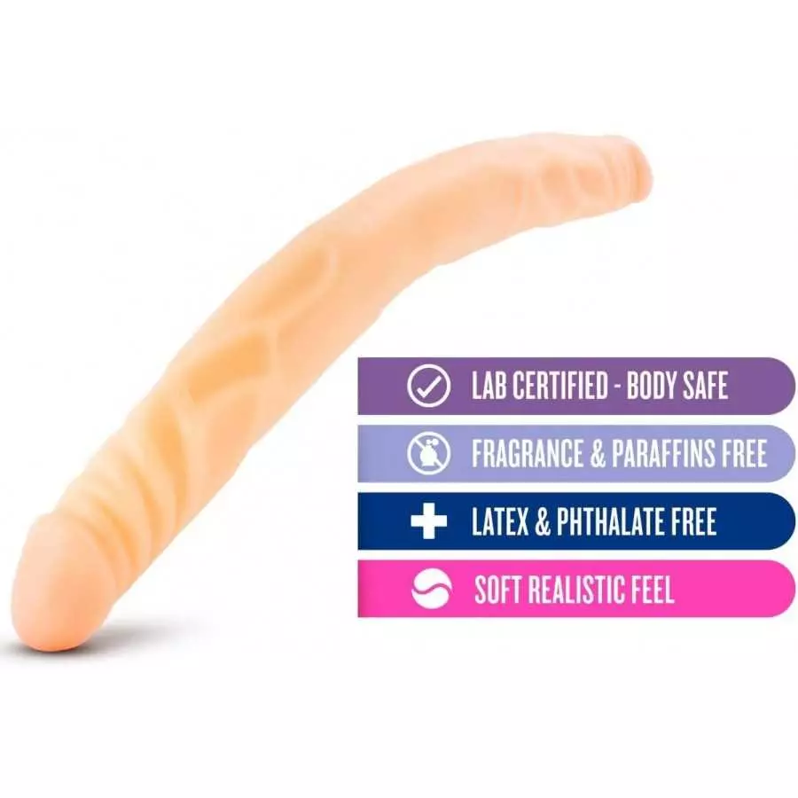 18 inch Double Sided Real Feel Dildo - Double Penetration Sex Toy - Lesbian Sex Toys – Toys for Women - Adult Sex Toy - Beige