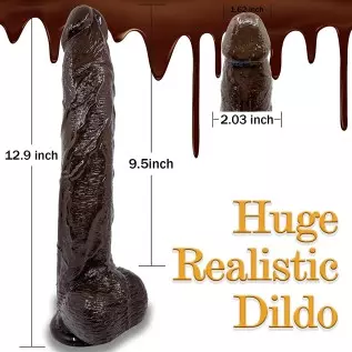 12.8 Inch Realistic Dildos Small Glans Large Testis, Chocolate-Color Suction Cup Thick Big Dildo, Dong with Balls Fake Girthy Se 12.8 Inch Realistic Dildos Small Glans Large Testis, Chocolate-Color Suction Cup Thick Big Dildo, Dong with Balls Fake Girthy Se