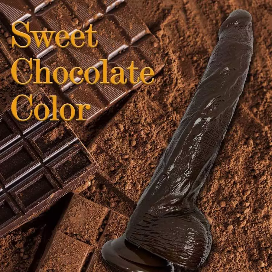 12.8 Inch Realistic Dildos Small Glans Large Testis, Chocolate-Color Suction Cup Thick Big Dildo, Dong with Balls Fake Girthy Se