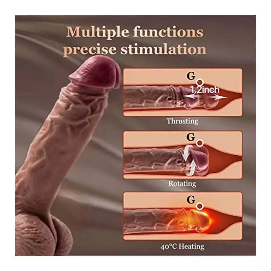 Realistic Thrusting Dildo Vibrator Sex Toy for Women, G-spot Vibrating Dildo with 360° Rotation&Heating,Big Telescopic Dildos wi