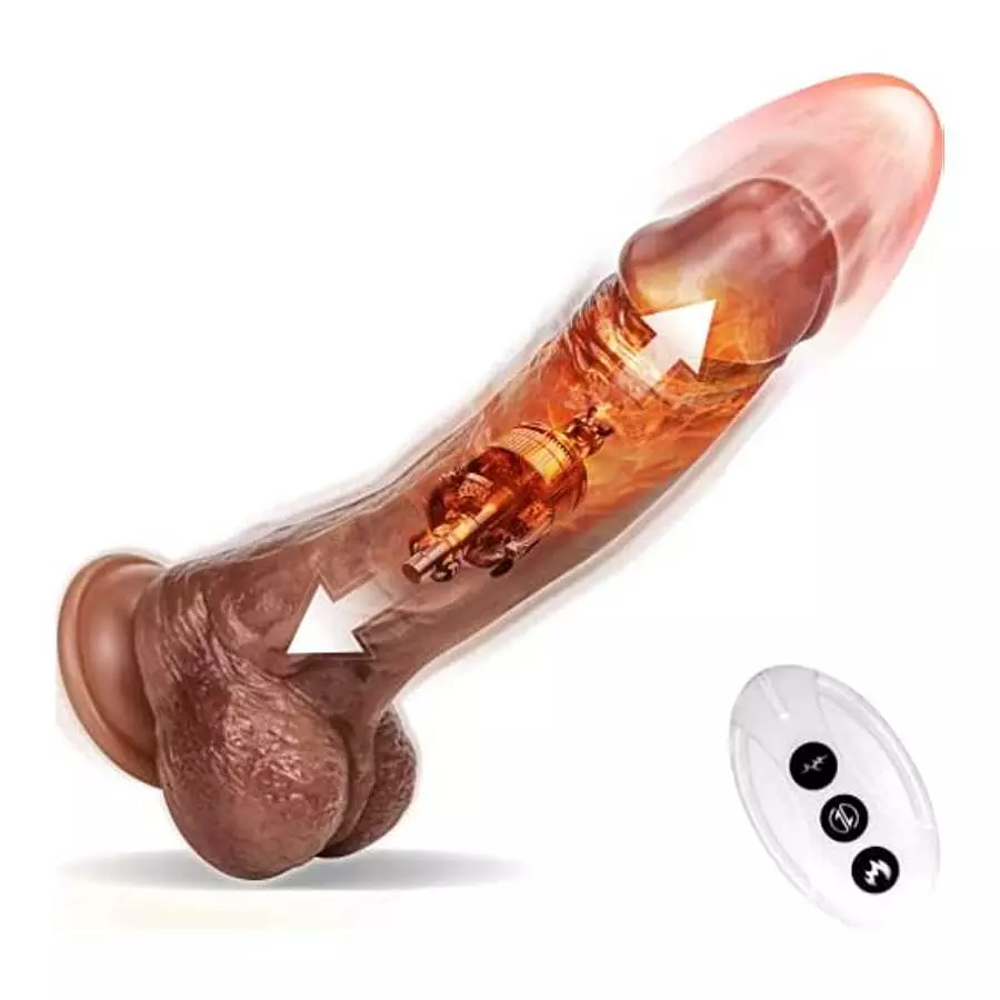 8.5'' Thrusting Dildo G Spot Vibrator, Heated Realistic Dildo with 5 Powerful Telescopic & 10 Vibrating Modes Clitoral Anal Stim 8.5'' Thrusting Dildo G Spot Vibrator, Heated Realistic Dildo with 5 Powerful Telescopic & 10 Vibrating Modes Clitoral Anal Stim