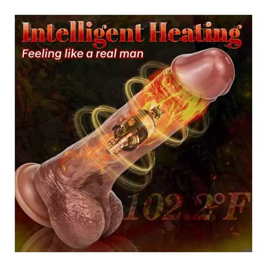 8.5'' Thrusting Dildo G Spot Vibrator, Heated Realistic Dildo with 5 Powerful Telescopic & 10 Vibrating Modes Clitoral Anal Stim