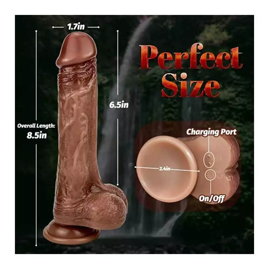 8.5'' Thrusting Dildo G Spot Vibrator, Heated Realistic Dildo with 5 Powerful Telescopic & 10 Vibrating Modes Clitoral Anal Stim