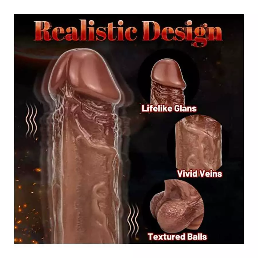 8.5'' Thrusting Dildo G Spot Vibrator, Heated Realistic Dildo with 5 Powerful Telescopic & 10 Vibrating Modes Clitoral Anal Stim