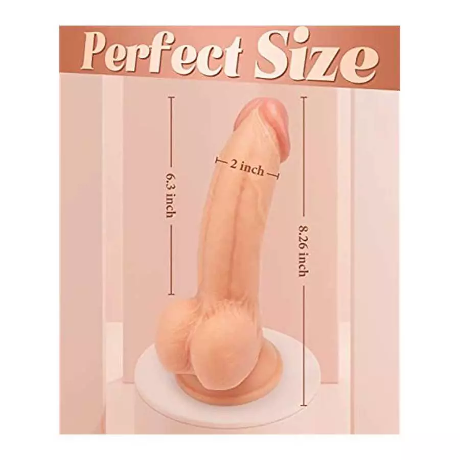 8.3 inches Realistic Dildo with Strong Suction Cup, Lifelike Penis with Curved Shape for Anal Play G-spot Stimulation, Soft Mate