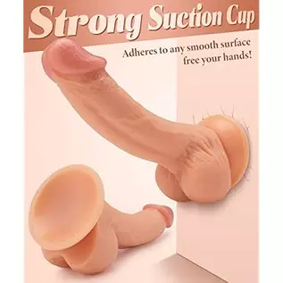 8.3 inches Realistic Dildo with Strong Suction Cup, Lifelike Penis with Curved Shape for Anal Play G-spot Stimulation, Soft Mate 8.3 inches Realistic Dildo with Strong Suction Cup, Lifelike Penis with Curved Shape for Anal Play G-spot Stimulation, Soft Mate