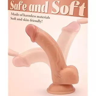 8.3 inches Realistic Dildo with Strong Suction Cup, Lifelike Penis with Curved Shape for Anal Play G-spot Stimulation, Soft Mate 8.3 inches Realistic Dildo with Strong Suction Cup, Lifelike Penis with Curved Shape for Anal Play G-spot Stimulation, Soft Mate