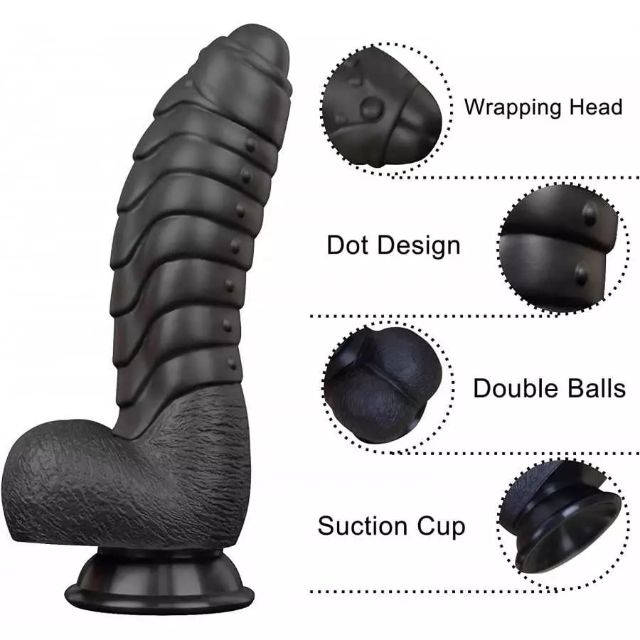 Realistic Dildo, LZYAA Liquid Silicone Material No Any Smell Adult Sex Toys Penis, Strong Suction Cup for Hand-Free 2 Balls G-Sp