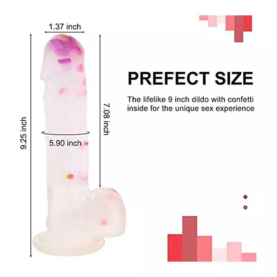 Dildo 9" Realistic Huge Dildo with Suction Cups Adult Sex Toy Penis with Curved Dick and Balls for G-Spot Vagina and Anal Sex To