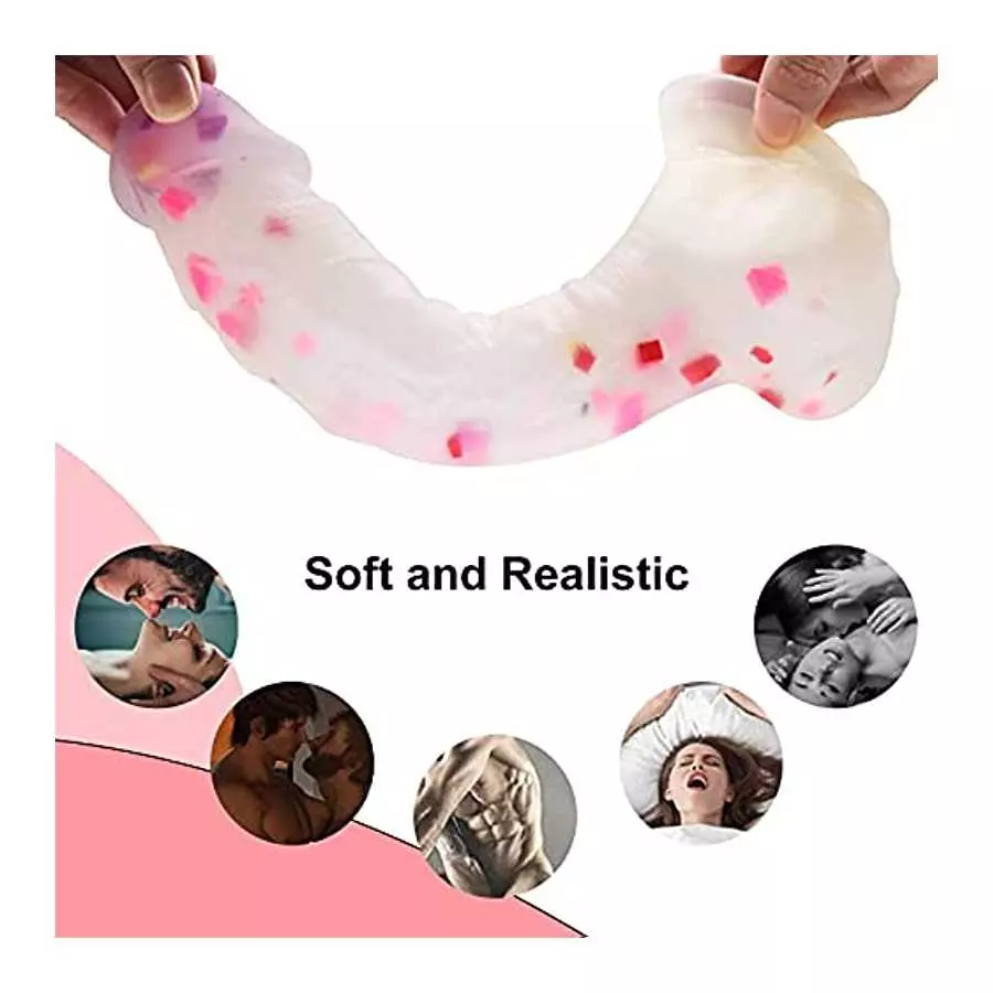 Dildo 9" Realistic Huge Dildo with Suction Cups Adult Sex Toy Penis with Curved Dick and Balls for G-Spot Vagina and Anal Sex To