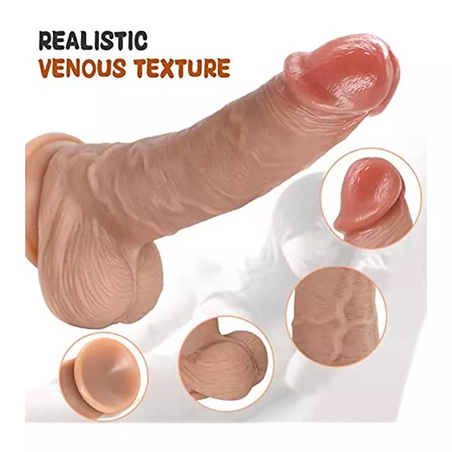 9 Inch Realistic Dildo, Thick Silicone Dildos with Strong Suction Cup for Hands-Free and Anal Play， Realistic Huge Penis for G-S